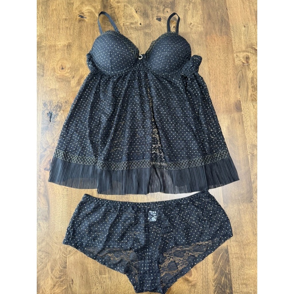 EUC Womens Seductive wear by Cinema Etoile lingerie black‎ lace padded  size XL